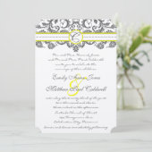 Charcoal Gray and Yellow Wedding Invitations Kaart (Staand voorkant)
