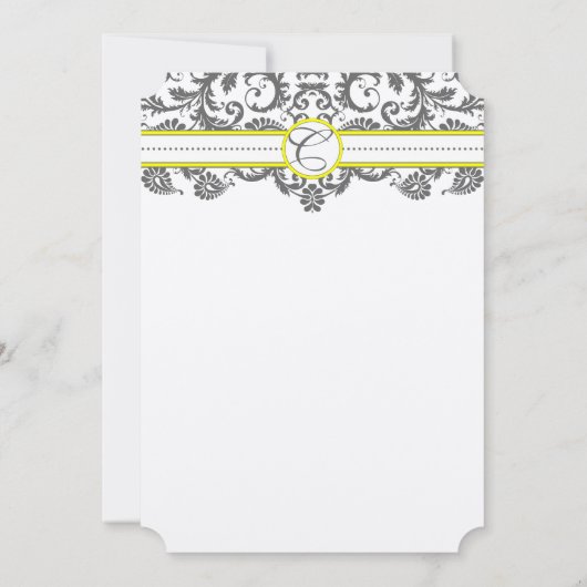 Charcoal Gray and Yellow Wedding Invitations Kaart (Achterkant)