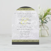 Charcoal Gray and Yellow Wedding Invitations Kaart (Staand voorkant)