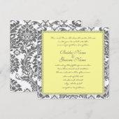 Charcoal Gray and Yellow Wedding Invitations Kaart (Voorkant / Achterkant)