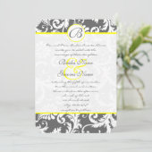 Charcoal Gray and Yellow Wedding Invitations Kaart (Staand voorkant)