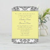 Charcoal Gray and Yellow Wedding Invitations Kaart (Staand voorkant)
