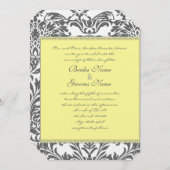 Charcoal Gray and Yellow Wedding Invitations Kaart (Voorkant / Achterkant)