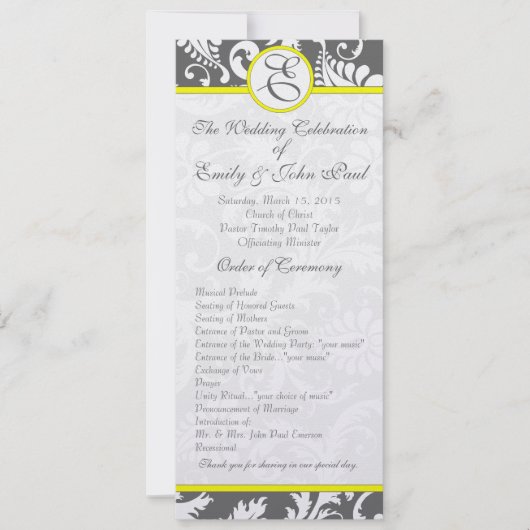 Charcoal Gray and Yellow Wedding Invitations Kaart (Voorkant)