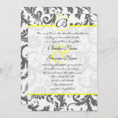 Charcoal Gray and Yellow Wedding Invitations Kaart (Voorkant / Achterkant)