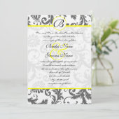 Charcoal Gray and Yellow Wedding Invitations Kaart (Staand voorkant)