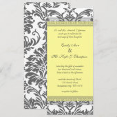 Charcoal Gray and Yellow Wedding Invitations Kaart (Voorkant / Achterkant)