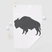 Charcoal Gray Bison Silhouette Golfhanddoek (Insitu)