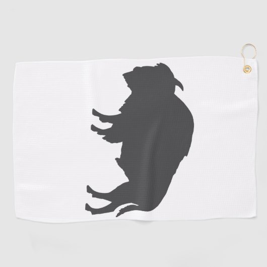 Charcoal Gray Bison Silhouette Golfhanddoek (Horizontaal)