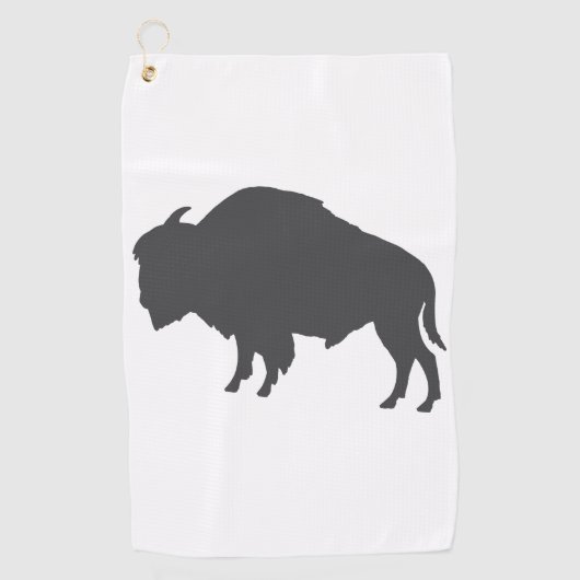 Charcoal Gray Bison Silhouette Golfhanddoek (Voorkant)
