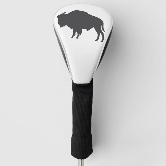 Charcoal Gray Bison Silhouette Golfheadcover (Voorkant)