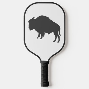 Charcoal Gray Bison Silhouette Wilde Animal Pickleball Paddle