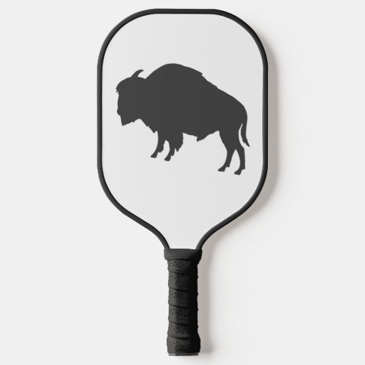 Charcoal Gray Bison Silhouette Wilde Animal Pickleball Paddle (Voorkant)
