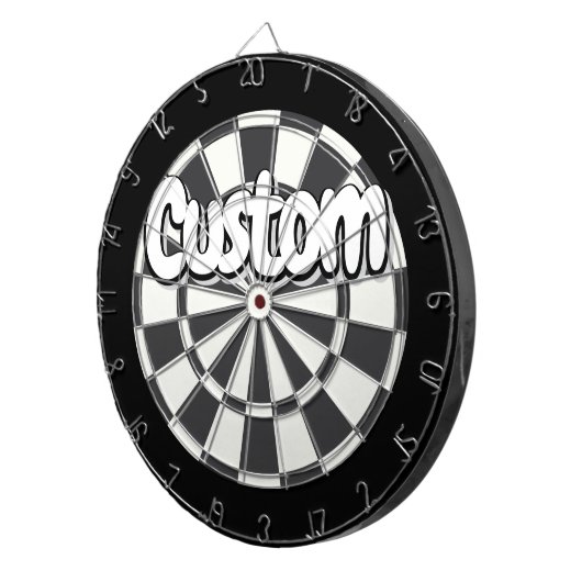 Charcoal Gray, Black, And White Your Text Dartbord (Voorkant Rechts)