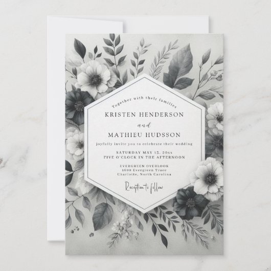 Charcoal Gray Breathtaking Winter Wedding Kaart (Voorkant)