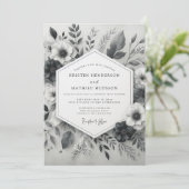 Charcoal Gray Breathtaking Winter Wedding Kaart (Staand voorkant)
