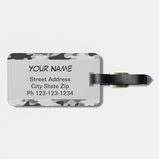 Charcoal Gray Camo Camouflage Name Persoonlijk Bagagelabel (Achterkant horizontaal)