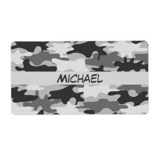 Charcoal Gray Camo Camouflage Name Persoonlijk Etiket