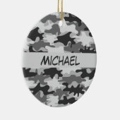 Charcoal Gray Camo Camouflage Name Persoonlijk Keramisch Ornament (Rechts)