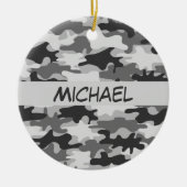 Charcoal Gray Camo Camouflage Name Persoonlijk Keramisch Ornament (Voorkant)