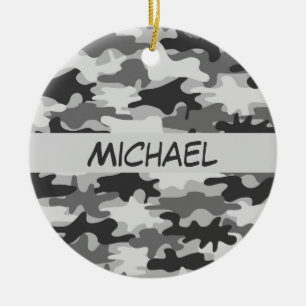 Charcoal Gray Camo Camouflage Name Persoonlijk Keramisch Ornament