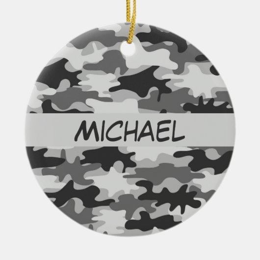 Charcoal Gray Camo Camouflage Name Persoonlijk Keramisch Ornament (Voorkant)