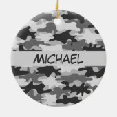 Charcoal Gray Camo Camouflage Name Persoonlijk Keramisch Ornament (Achterkant)