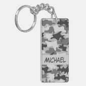 Charcoal Gray Camo Camouflage Name Persoonlijk Sleutelhanger (Voorkant Links)