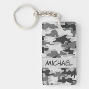 Charcoal Gray Camo Camouflage Name Persoonlijk Sleutelhanger