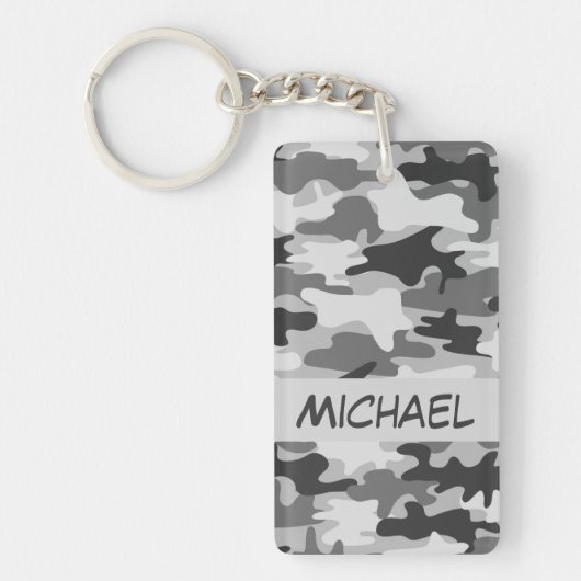 Charcoal Gray Camo Camouflage Name Persoonlijk Sleutelhanger (Voorkant)
