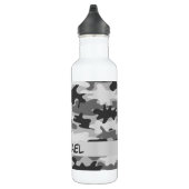 Charcoal Gray Camo Camouflage Name Persoonlijk Waterfles (Rechts)