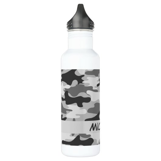 Charcoal Gray Camo Camouflage Name Persoonlijk Waterfles (Links)