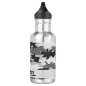 Charcoal Gray Camo Camouflage Name Persoonlijk Waterfles (Rechts)