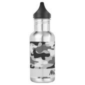 Charcoal Gray Camo Camouflage Name Persoonlijk Waterfles (Links)
