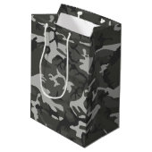 Charcoal Gray Camouflage Medium Cadeauzakje (Achterkant Gekanteld)