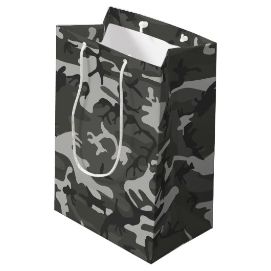 Charcoal Gray Camouflage Medium Cadeauzakje (Achterkant Gekanteld)