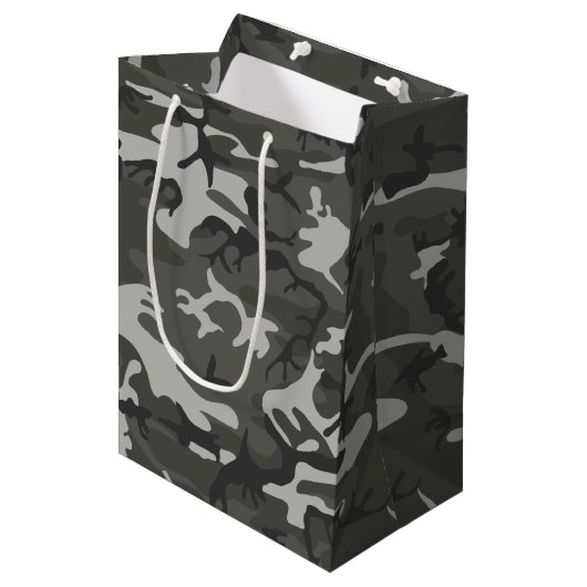 Charcoal Gray Camouflage Medium Cadeauzakje (Voorkant Gekanteld)