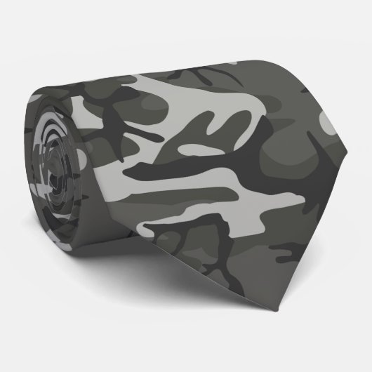 Charcoal Gray Camouflage Stropdas (Opgerold)
