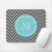 Charcoal Gray Chevron Pattern | Blauwgroen monogra Muismat (Met muis)