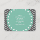 Charcoal Gray Chevron Pattern | Mint Green Monogra Visitekaartje (Achterkant)