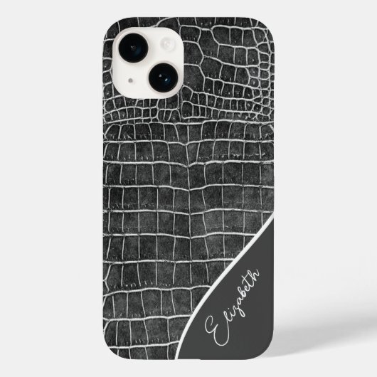 Charcoal Gray Crocodile Personalized Case-Mate iPhone Case (Achterkant)