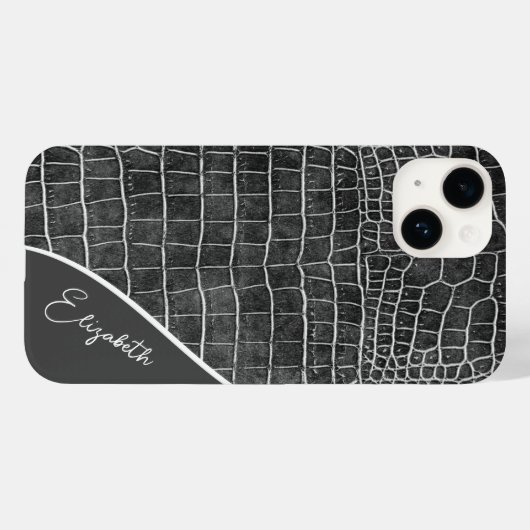 Charcoal Gray Crocodile Personalized Case-Mate iPhone Case (Achterkant (horizontaal))