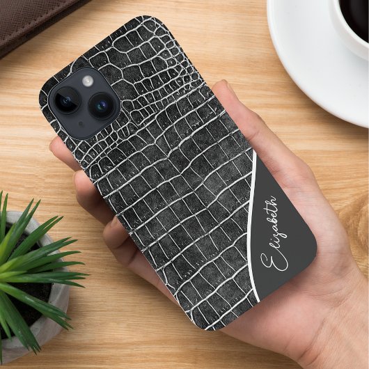 Charcoal Gray Crocodile Personalized Case-Mate iPhone Case