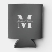 Charcoal Gray | Custom Monogram Wedding Groomsmen  Blikjeskoeler (Voorkant)