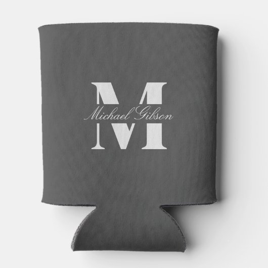 Charcoal Gray | Custom Monogram Wedding Groomsmen Blikjeskoeler (Achterkant)