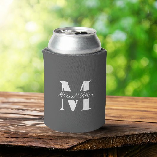 Charcoal Gray | Custom Monogram Wedding Groomsmen  Blikjeskoeler