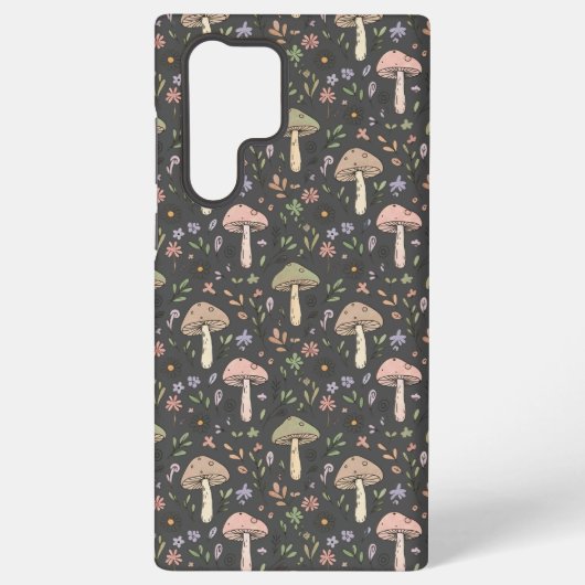 Charcoal Gray Earthy Fungi Seamless Pattern Samsung Galaxy Hoesje (Achterkant)