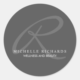 Charcoal Gray Elegant minimalist Monogram Logo Ronde Sticker