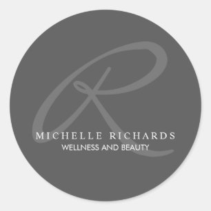 Charcoal Gray Elegant minimalist Monogram Logo Ronde Sticker