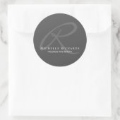 Charcoal Gray Elegant minimalist Monogram Logo Ronde Sticker (Tas)